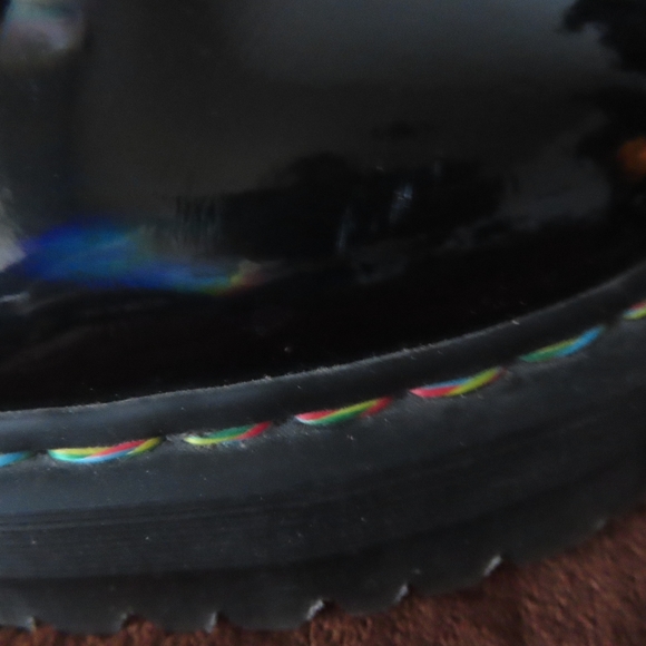 Dr. Martens Jadon Hi Rainbow Patent Leather 10 Eyelet Platform Boots UK 8 US 10 - Picture 3 of 11